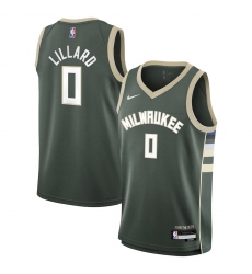 Youth Milwaukee Bucks #0 Damian Lillard Nike Hunter Green Swingman Icon Edition Jersey