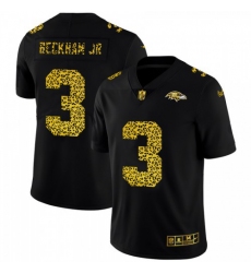 Men's Baltimore Ravens #3 Odell Beckham Jr. Nike Leopard Print Fashion Vapor Limited NFL Jersey Black