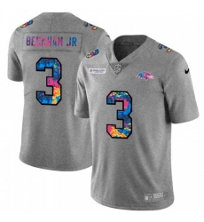 Men's Baltimore Ravens #3 Odell Beckham Jr. Nike Multi-Color 2020 NFL Crucial Catch NFL Jersey Greyheather