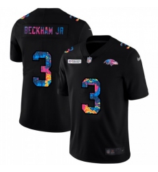 Men's Baltimore Ravens #3 Odell Beckham Jr. Nike Multi-Color Black 2020 NFL Crucial Catch Vapor Untouchable Limited Jersey