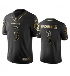 Men's Nike Baltimore Ravens #3 Odell Beckham Jr. Black Golden Limited Edition Stitched NFL Jersey