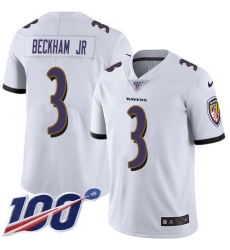 Men's Nike Baltimore Ravens #3 Odell Beckham Jr. White Stitched NFL 100th Season Vapor Untouchable Limited Jersey