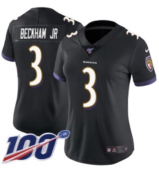 Women's Nike Baltimore Ravens #3 Odell Beckham Jr. Black Alternate Stitched NFL 100th Season Vapor Untouchable Limited Jersey