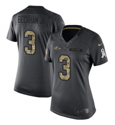 Women's Nike Baltimore Ravens #3 Odell Beckham Jr. Black Stitched NFL Limited 2016 Salute to Service Jersey
