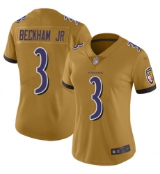 Women's Nike Baltimore Ravens #3 Odell Beckham Jr. Gold Stitched NFL Limited Inverted Legend Jersey
