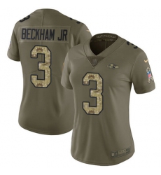 Women's Nike Baltimore Ravens #3 Odell Beckham Jr. Olive-Camo Stitched NFL Limited 2017 Salute To Service Jersey