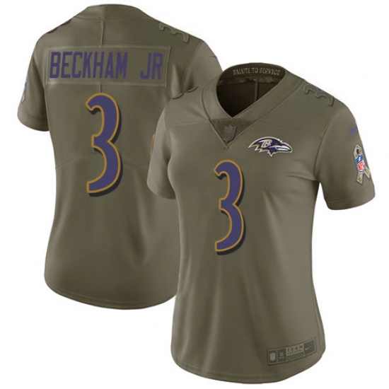 Women's Nike Baltimore Ravens #3 Odell Beckham Jr. Olive Stitched NFL Limited 2017 Salute To Service Jersey Women's Nike Baltimore Ravens #3 Odell Beckham Jr. Olive Stitched NFL Limited 2017 Salute To Service Jersey