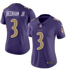 Women's Nike Baltimore Ravens #3 Odell Beckham Jr. Purple Stitched NFL Limited Rush Jersey