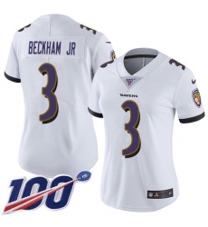 Women's Nike Baltimore Ravens #3 Odell Beckham Jr. White Stitched NFL 100th Season Vapor Untouchable Limited Jersey