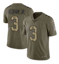 Youth Nike Baltimore Ravens #3 Odell Beckham Jr. Olive-Camo Stitched NFL Limited 2017 Salute To Service Jersey