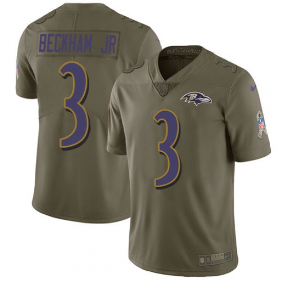 Youth Nike Baltimore Ravens #3 Odell Beckham Jr. Olive Stitched NFL Limited 2017 Salute To Service Jersey Youth Nike Baltimore Ravens #3 Odell Beckham Jr. Olive Stitched NFL Limited 2017 Salute To Service Jersey