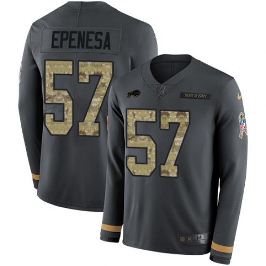 Men's Nike Buffalo Bills #57 A.J. Epenesas Anthracite Salute to Service Stitched NFL Limited Therma Long Sleeve Jersey Men's Nike Buffalo Bills #57 A.J. Epenesas Anthracite Salute to Service Stitched NFL Limited Therma Long Sleeve Jersey