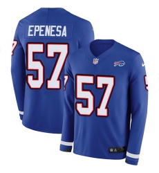 Men's Nike Buffalo Bills #57 A.J. Epenesas Royal Blue Team Color Stitched NFL Limited Therma Long Sleeve Jersey