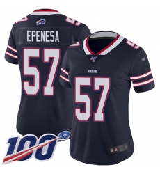 Women's Nike Buffalo Bills #57 A.J. Epenesas Navy Stitched NFL Limited Inverted Legend 100th Season Jersey
