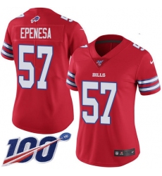 Women's Nike Buffalo Bills #57 A.J. Epenesas Red Stitched NFL Limited Rush 100th Season Jersey