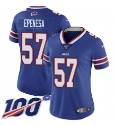 Women's Nike Buffalo Bills #57 A.J. Epenesas Royal Blue Team Color Stitched NFL 100th Season Vapor Untouchable Limited Jersey
