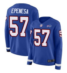 Women's Nike Buffalo Bills #57 A.J. Epenesas Royal Blue Team Color Stitched NFL Limited Therma Long Sleeve Jersey