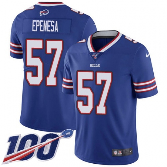 Youth Nike Buffalo Bills #57 A.J. Epenesas Royal Blue Team Color Stitched NFL 100th Season Vapor Untouchable Limited Jersey Youth Nike Buffalo Bills #57 A.J. Epenesas Royal Blue Team Color Stitched NFL 100th Season Vapor Untouchable Limited Jersey