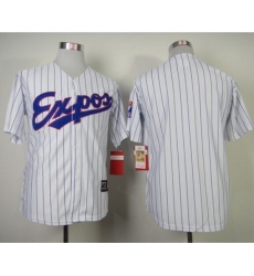 Mitchell And Ness Expos Blank White(Blue Strip) Throwback Stitched Baseball Jersey