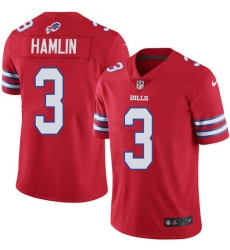 Men's Nike Buffalo Bills #3 Damar Hamlin Red Stitched NFL Limited Rush Jersey