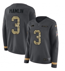 Women's Nike Buffalo Bills #3 Damar Hamlin Anthracite Salute to Service Stitched NFL Limited Therma Long Sleeve Jersey