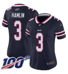 Women's Nike Buffalo Bills #3 Damar Hamlin Navy Stitched NFL Limited Inverted Legend 100th Season Jersey