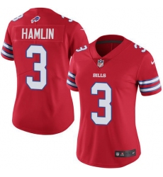 Women's Nike Buffalo Bills #3 Damar Hamlin Red Stitched NFL Limited Rush Jersey