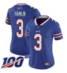 Women's Nike Buffalo Bills #3 Damar Hamlin Royal Blue Team Color Stitched NFL 100th Season Vapor Untouchable Limited Jersey