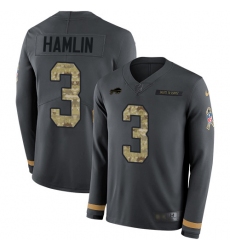 Youth Nike Buffalo Bills #3 Damar Hamlin Anthracite Salute to Service Stitched NFL Limited Therma Long Sleeve Jersey