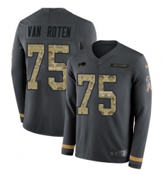 Men's Nike Buffalo Bills #75 Greg Van Roten Anthracite Salute to Service Stitched NFL Limited Therma Long Sleeve Jersey