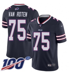 Men's Nike Buffalo Bills #75 Greg Van Roten Navy Stitched NFL Limited Inverted Legend 100th Season Jersey