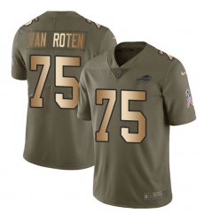 Men's Nike Buffalo Bills #75 Greg Van Roten Olive-Gold Stitched NFL Limited 2017 Salute To Service Jersey