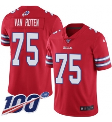 Men's Nike Buffalo Bills #75 Greg Van Roten Red Stitched NFL Limited Rush 100th Season Jersey
