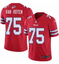 Men's Nike Buffalo Bills #75 Greg Van Roten Red Stitched NFL Limited Rush Jersey