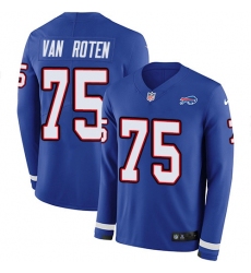 Men's Nike Buffalo Bills #75 Greg Van Roten Royal Blue Team Color Stitched NFL Limited Therma Long Sleeve Jersey