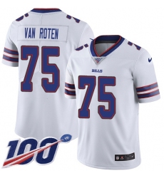 Men's Nike Buffalo Bills #75 Greg Van Roten White Stitched NFL 100th Season Vapor Limited Jersey