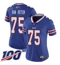 Women's Nike Buffalo Bills #75 Greg Van Roten Royal Blue Team Color Stitched NFL 100th Season Vapor Untouchable Limited Jersey