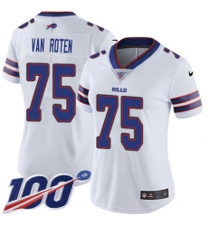 Women's Nike Buffalo Bills #75 Greg Van Roten White Stitched NFL 100th Season Vapor Untouchable Limited Jersey