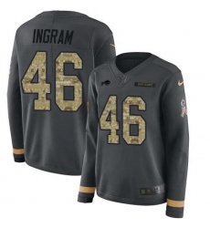 Women's Nike Buffalo Bills #46 JaMarcus Ingram Anthracite Salute to Service Stitched NFL Limited Therma Long Sleeve Jersey