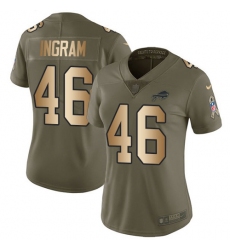 Women's Nike Buffalo Bills #46 JaMarcus Ingram Olive-Gold Stitched NFL Limited 2017 Salute To Service Jersey