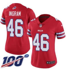 Women's Nike Buffalo Bills #46 JaMarcus Ingram Red Stitched NFL Limited Rush 100th Season Jersey