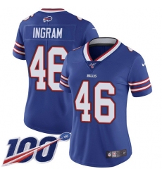 Women's Nike Buffalo Bills #46 JaMarcus Ingram Royal Blue Team Color Stitched NFL 100th Season Vapor Untouchable Limited Jersey