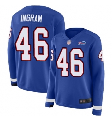 Women's Nike Buffalo Bills #46 JaMarcus Ingram Royal Blue Team Color Stitched NFL Limited Therma Long Sleeve Jersey