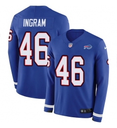 Youth Nike Buffalo Bills #46 JaMarcus Ingram Royal Blue Team Color Stitched NFL Limited Therma Long Sleeve Jersey