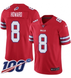 Men's Buffalo Bills #8 O. J. Howard Red Stitched NFL Limited Rush 100th Season Jersey