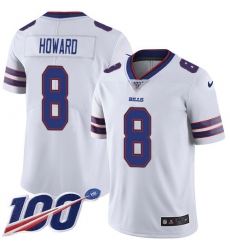 Men's Buffalo Bills #8 O. J. Howard White Stitched NFL 100th Season Vapor Limited Jersey
