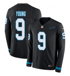 Men's Nike Carolina Panthers #9 Bryce Young Black Team Color Stitched NFL Limited Therma Long Sleeve Jersey