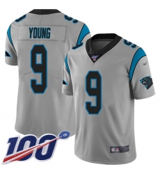 Men's Nike Carolina Panthers #9 Bryce Young Silver Stitched NFL Limited Inverted Legend 100th Season Jersey