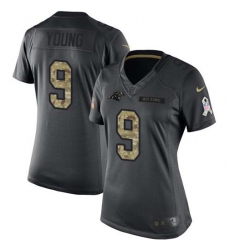 Women's Nike Carolina Panthers #9 Bryce Young Black Stitched NFL Limited 2016 Salute to Service Jersey