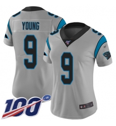 Women's Nike Carolina Panthers #9 Bryce Young Silver Stitched NFL Limited Inverted Legend 100th Season Jersey